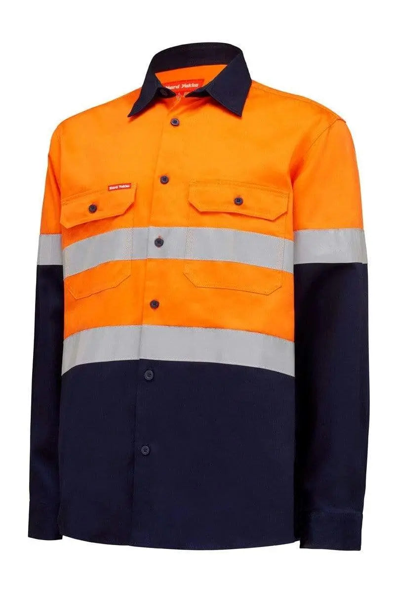 Hard Yakka Long Sleeve Hi Vis Taped Shirt Y04610 Metro Workwear.